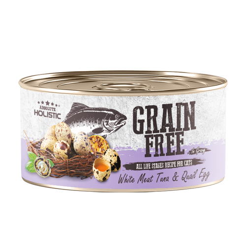 Absolute Holistic 80g Grain Free ((White Meat Tuna & Quail Egg)) 無穀物肉汁 貓罐頭 白肉吞拿魚+鵪鶉蛋 80克 (AH3924)